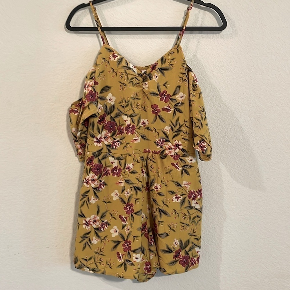 Xhilaration Women's Romper Small Yellow Floral Ruffled Girlhoodcore Coquette